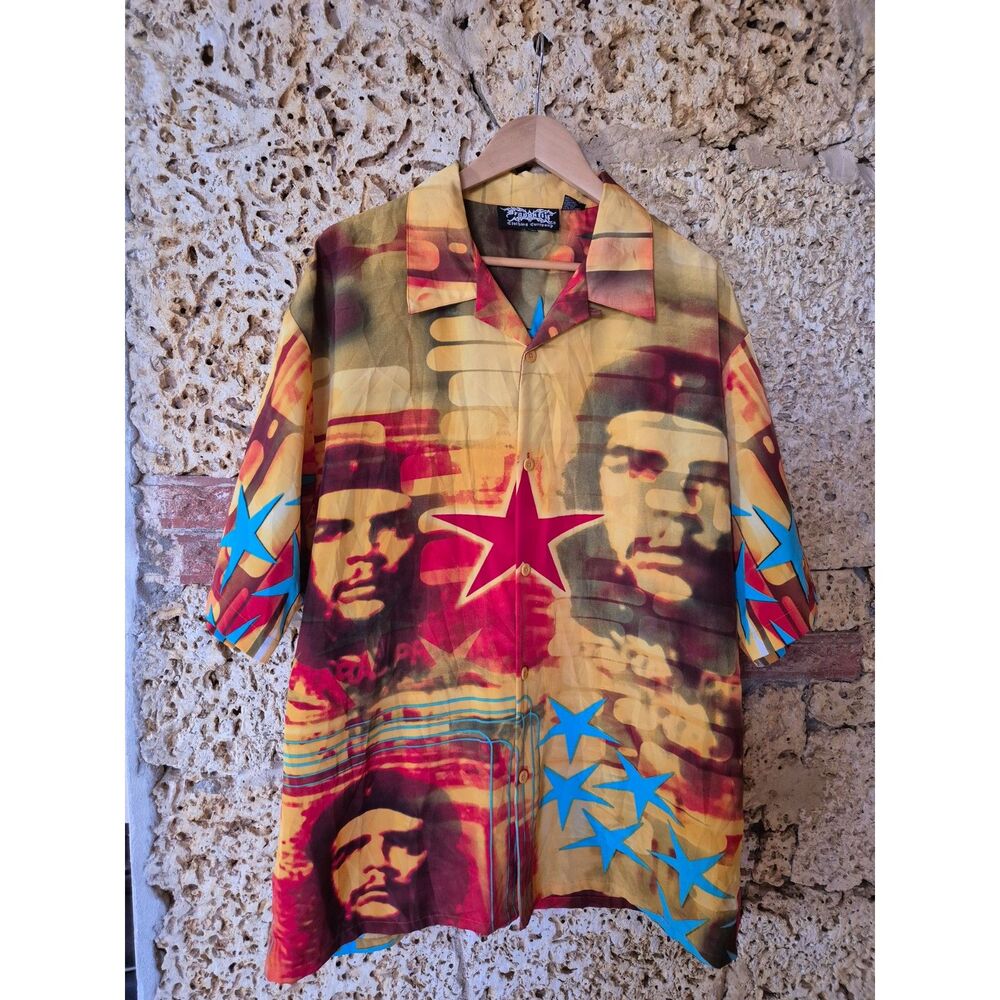 Dragonfly Che Guevara Y2K Cuba Mens 2XL Short Sleeve Button Up Shirt